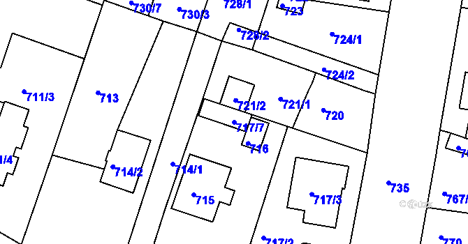 Parcela st. 717/7 v KÚ Opavské Předměstí, Katastrální mapa