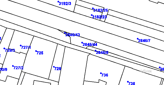Parcela st. 2846/44 v KÚ Opavské Předměstí, Katastrální mapa