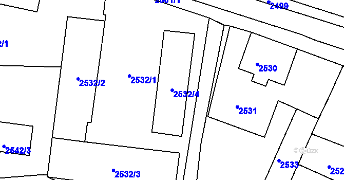 Parcela st. 2532/4 v KÚ Opavské Předměstí, Katastrální mapa