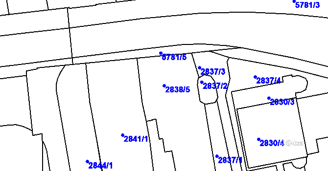 Parcela st. 2838/5 v KÚ Krnov-Horní Předměstí, Katastrální mapa