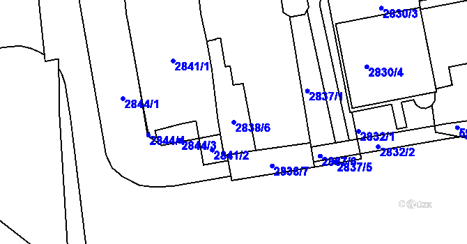 Parcela st. 2838/6 v KÚ Krnov-Horní Předměstí, Katastrální mapa