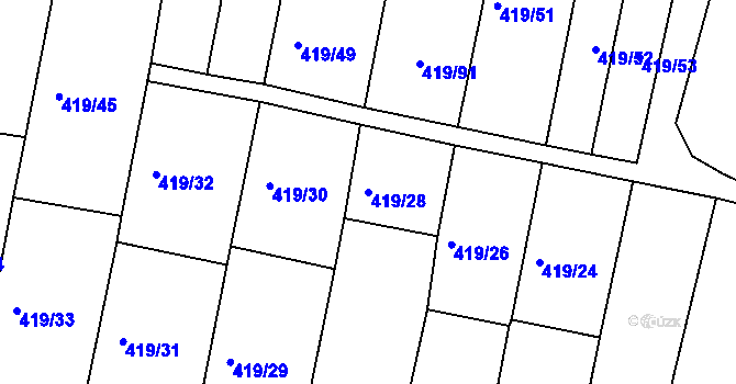 Parcela st. 419/28 v KÚ Krnov-Horní Předměstí, Katastrální mapa