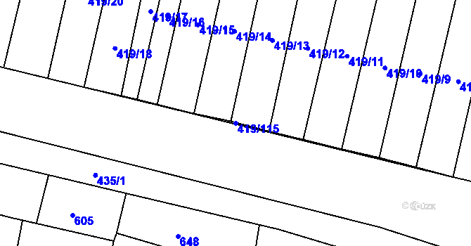 Parcela st. 419/115 v KÚ Krnov-Horní Předměstí, Katastrální mapa
