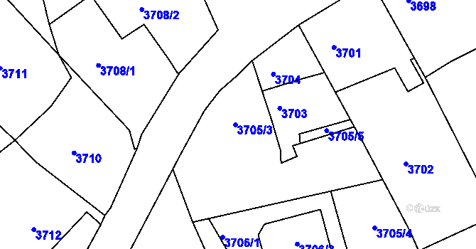 Parcela st. 3705/3 v KÚ Krnov-Horní Předměstí, Katastrální mapa