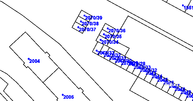 Parcela st. 2070/33 v KÚ Krnov-Horní Předměstí, Katastrální mapa