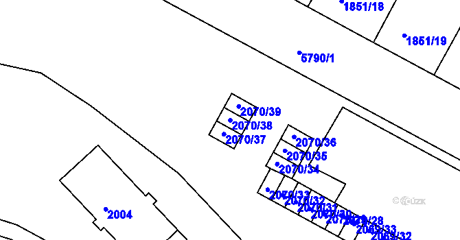 Parcela st. 2070/38 v KÚ Krnov-Horní Předměstí, Katastrální mapa