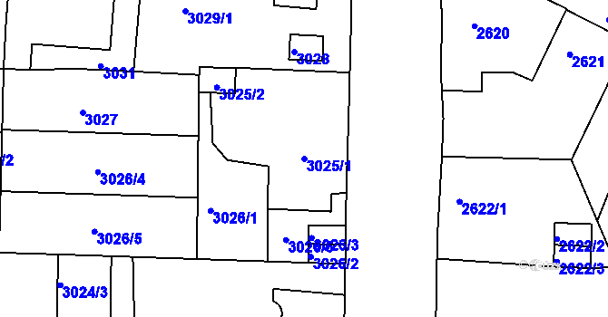 Parcela st. 3025/1 v KÚ Krnov-Horní Předměstí, Katastrální mapa
