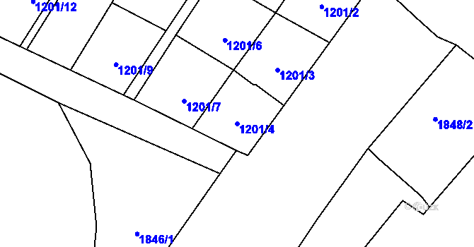 Parcela st. 1201/4 v KÚ Krnov-Horní Předměstí, Katastrální mapa