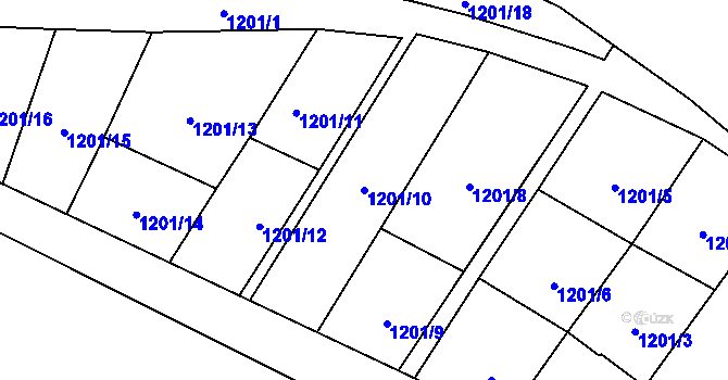 Parcela st. 1201/10 v KÚ Krnov-Horní Předměstí, Katastrální mapa