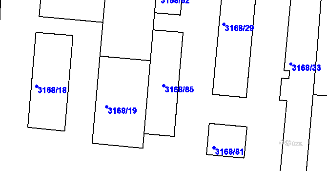 Parcela st. 3168/85 v KÚ Krnov-Horní Předměstí, Katastrální mapa