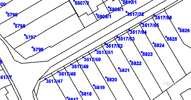 Parcela st. 3517/51 v KÚ Krnov-Horní Předměstí, Katastrální mapa