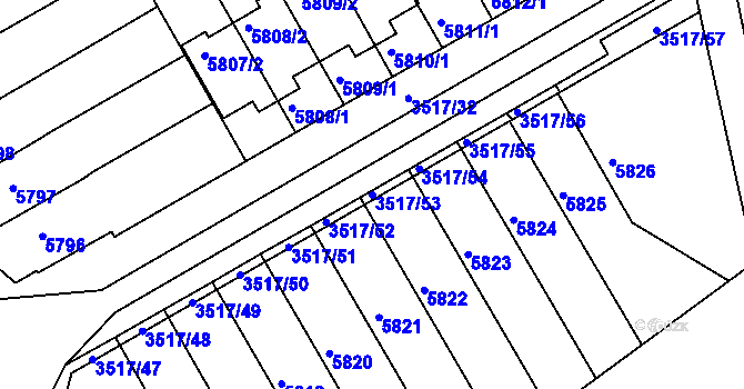 Parcela st. 3517/53 v KÚ Krnov-Horní Předměstí, Katastrální mapa