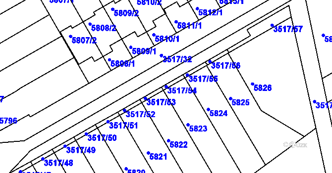Parcela st. 3517/54 v KÚ Krnov-Horní Předměstí, Katastrální mapa