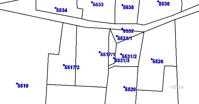 Parcela st. 5517/1 v KÚ Krnov-Horní Předměstí, Katastrální mapa