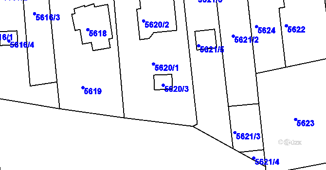 Parcela st. 5620/3 v KÚ Krnov-Horní Předměstí, Katastrální mapa