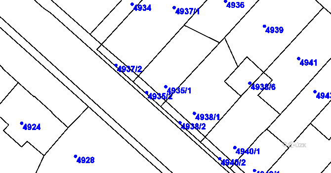 Parcela st. 4935/1 v KÚ Krnov-Horní Předměstí, Katastrální mapa
