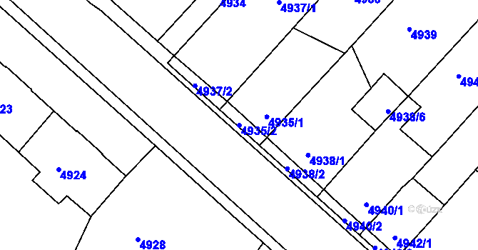Parcela st. 4935/2 v KÚ Krnov-Horní Předměstí, Katastrální mapa