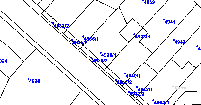 Parcela st. 4938/1 v KÚ Krnov-Horní Předměstí, Katastrální mapa