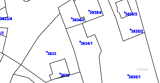 Parcela st. 3834/1 v KÚ Krnov-Horní Předměstí, Katastrální mapa