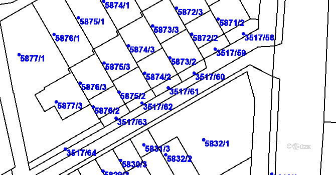 Parcela st. 3517/61 v KÚ Krnov-Horní Předměstí, Katastrální mapa