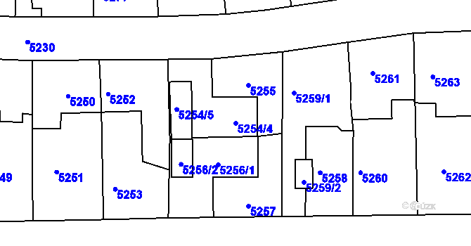 Parcela st. 5254/4 v KÚ Krnov-Horní Předměstí, Katastrální mapa