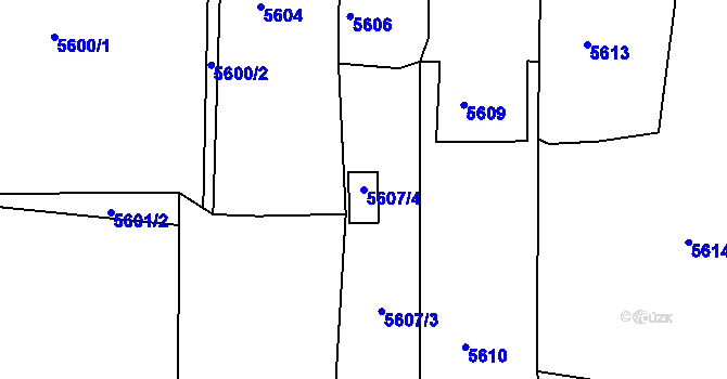Parcela st. 5607/4 v KÚ Krnov-Horní Předměstí, Katastrální mapa
