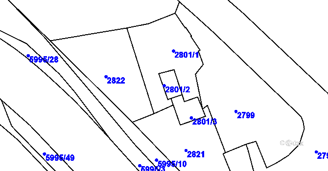 Parcela st. 2801/2 v KÚ Krnov-Horní Předměstí, Katastrální mapa