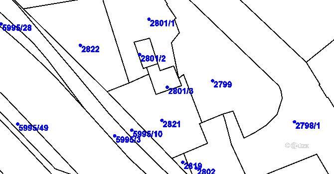 Parcela st. 2801/3 v KÚ Krnov-Horní Předměstí, Katastrální mapa