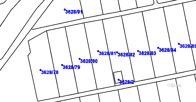 Parcela st. 3628/81 v KÚ Krnov-Horní Předměstí, Katastrální mapa
