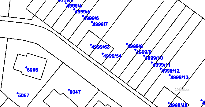 Parcela st. 4999/54 v KÚ Krnov-Horní Předměstí, Katastrální mapa