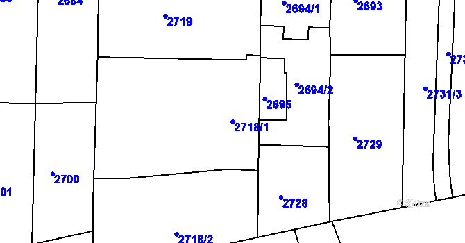 Parcela st. 2718/1 v KÚ Krnov-Horní Předměstí, Katastrální mapa
