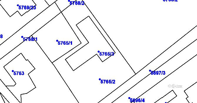 Parcela st. 5765/3 v KÚ Krnov-Horní Předměstí, Katastrální mapa