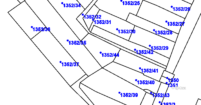 Parcela st. 1352/44 v KÚ Krnov-Horní Předměstí, Katastrální mapa