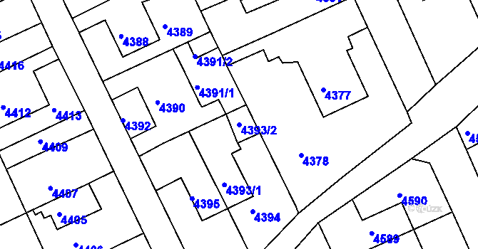 Parcela st. 4393/2 v KÚ Krnov-Horní Předměstí, Katastrální mapa