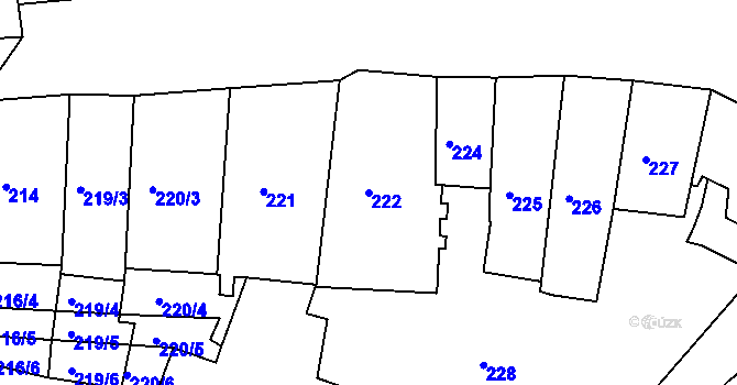 Parcela st. 222 v KÚ Krnov-Horní Předměstí, Katastrální mapa