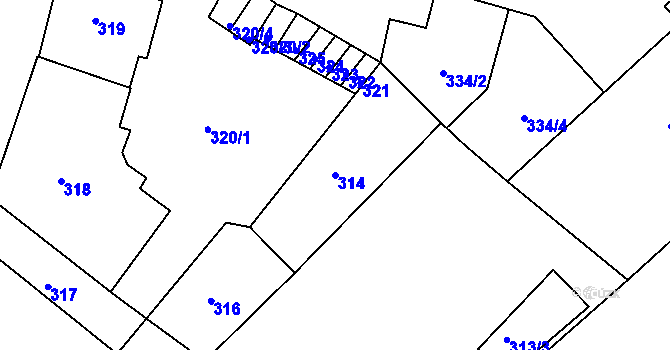 Parcela st. 314 v KÚ Krnov-Horní Předměstí, Katastrální mapa