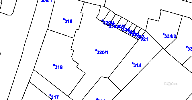 Parcela st. 320/1 v KÚ Krnov-Horní Předměstí, Katastrální mapa