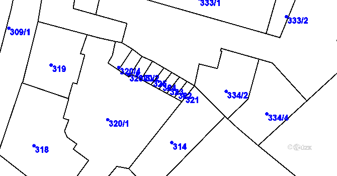 Parcela st. 323 v KÚ Krnov-Horní Předměstí, Katastrální mapa