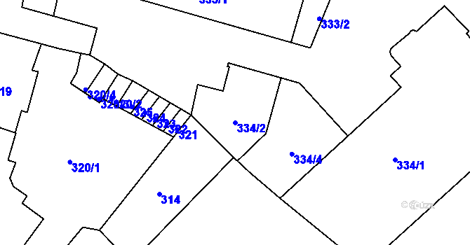 Parcela st. 334/2 v KÚ Krnov-Horní Předměstí, Katastrální mapa