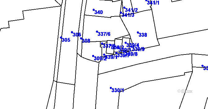 Parcela st. 339/1 v KÚ Krnov-Horní Předměstí, Katastrální mapa