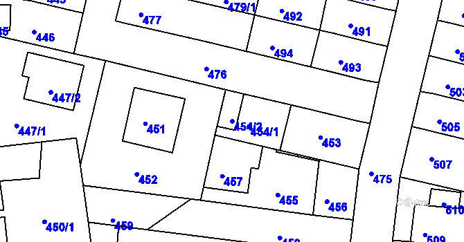 Parcela st. 454/2 v KÚ Krnov-Horní Předměstí, Katastrální mapa