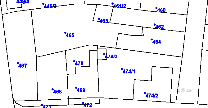 Parcela st. 474/3 v KÚ Krnov-Horní Předměstí, Katastrální mapa