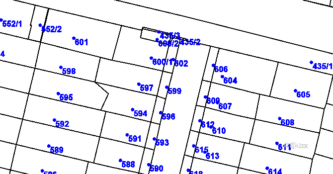 Parcela st. 599 v KÚ Krnov-Horní Předměstí, Katastrální mapa