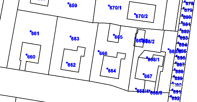 Parcela st. 666 v KÚ Krnov-Horní Předměstí, Katastrální mapa