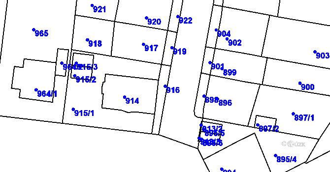 Parcela st. 916 v KÚ Krnov-Horní Předměstí, Katastrální mapa