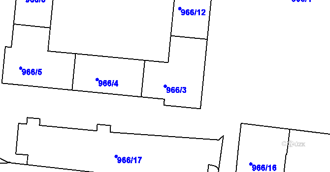 Parcela st. 966/3 v KÚ Krnov-Horní Předměstí, Katastrální mapa