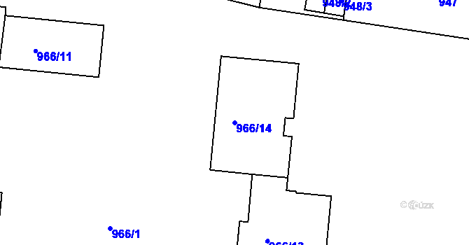 Parcela st. 966/14 v KÚ Krnov-Horní Předměstí, Katastrální mapa