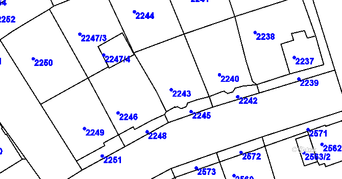 Parcela st. 2243 v KÚ Krnov-Horní Předměstí, Katastrální mapa