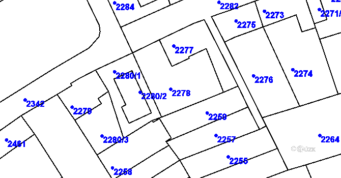 Parcela st. 2278 v KÚ Krnov-Horní Předměstí, Katastrální mapa
