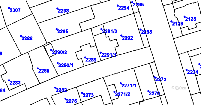 Parcela st. 2291/1 v KÚ Krnov-Horní Předměstí, Katastrální mapa